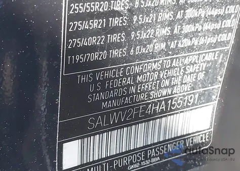 2017 Land Rover Range Rover Sport 5.0L V8 Supercharged Autobiography from USA, damaged, VIN SALWV2FE4HA155191